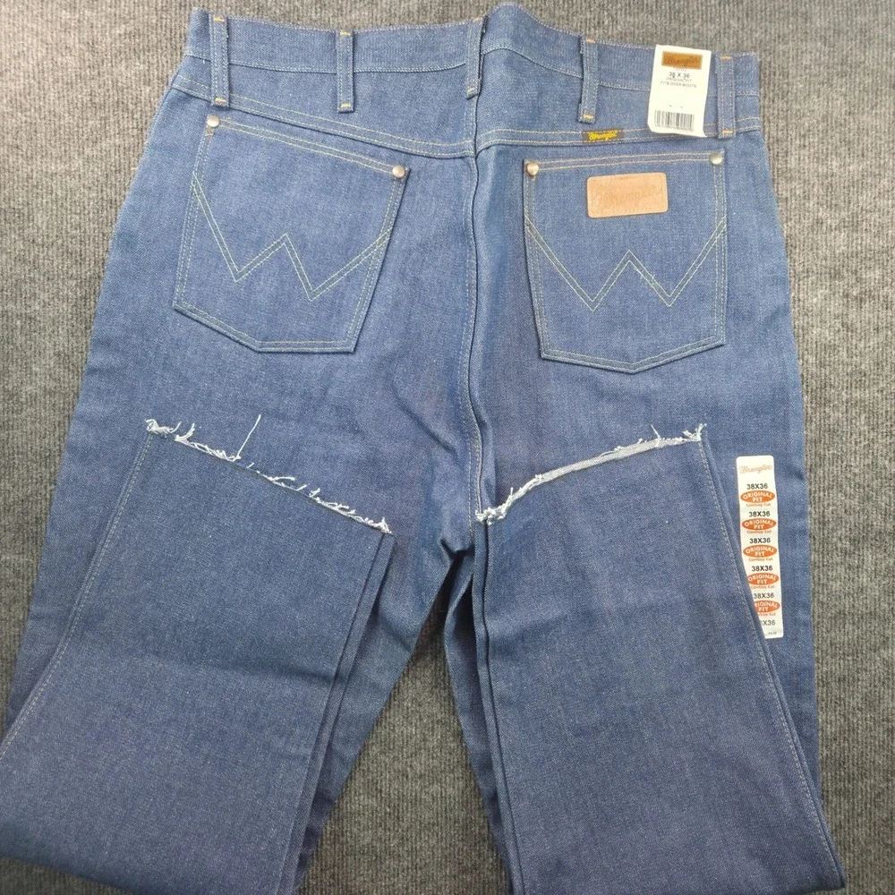 Wrangler Cowboy Cut Original Fit Jeans Mens 38 Raw Hem Blue Denim 13MWZOD‎
